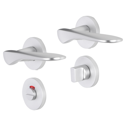 Impresso Watford deurkruk op rozet 53x9mm Aluminium met toiletgarnituur