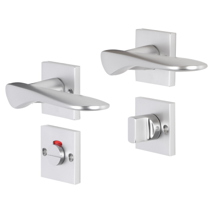 Impresso Watford deurkruk op rozet met schroeven 53x53x9mm Aluminium met toiletgarnituur
