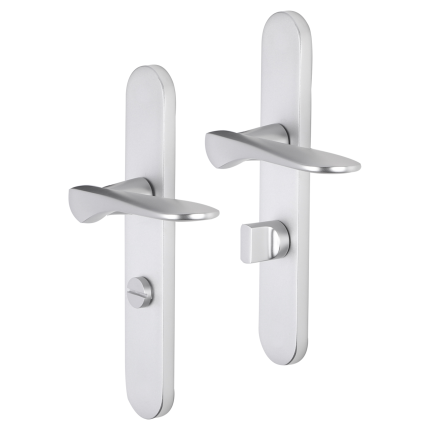 Impresso Watford deurkruk op schild afgerond 225x41x10mm WC63/8 Aluminium