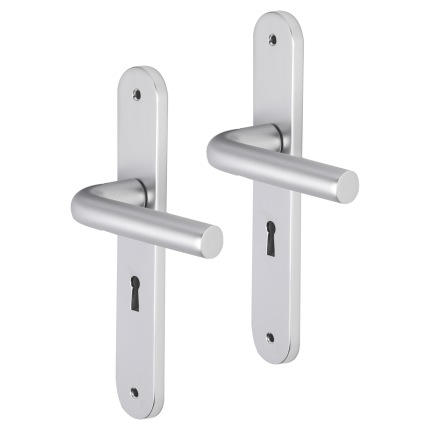Impresso Watford deurkruk op schild met schroeven afgerond 225x41x10mm BB56 Aluminium