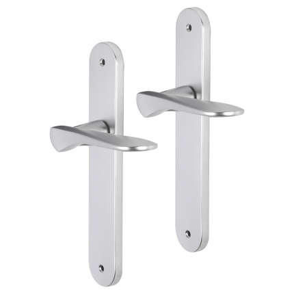 Impresso Watford deurkruk op schild met schroeven afgerond 225x41x10mm blind Aluminium