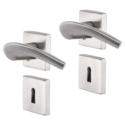 Impresso Watton deurkruk op rozet 53x53x9mm RVS geborsteld met sleutelrozet