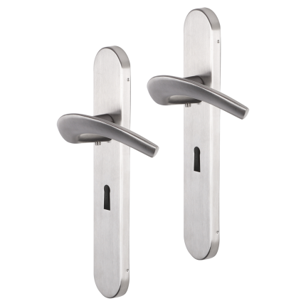 Impresso Watton deurkruk op schild afgerond 225x41x10mm BB56 RVS geborsteld