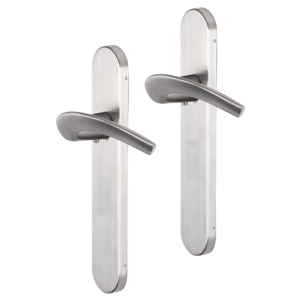 Impresso Watton deurkruk op schild afgerond 225x41x10mm RVS geborsteld