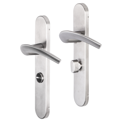 Impresso Watton deurkruk op schild afgerond 225x41x10mm WC63/8 RVS geborsteld
