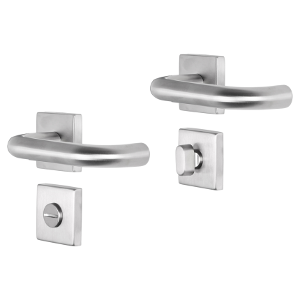Impresso Wigan deurkruk op rozet 53x53x9mm RVS geborsteld met toiletgarnituur