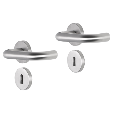 Impresso Wigan deurkruk op rozet 53x9mm RVS geborsteld met sleutelrozet