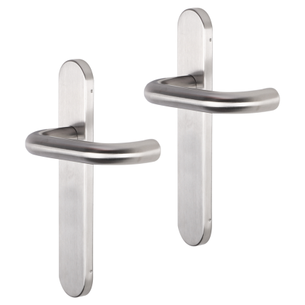 Impresso Wigan deurkruk op schild afgerond 225x41x10mm RVS geborsteld