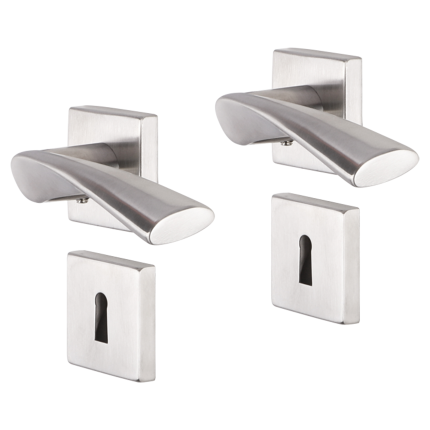 Impresso Wigston deurkruk op rozet 53x53x9mm RVS geborsteld met sleutelrozet