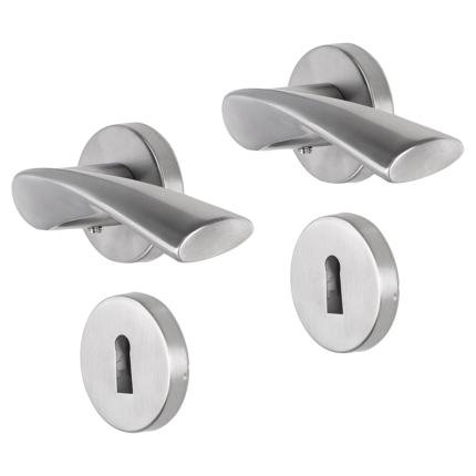Impresso Wigston deurkruk op rozet 53x9mm RVS geborsteld met sleutelrozet