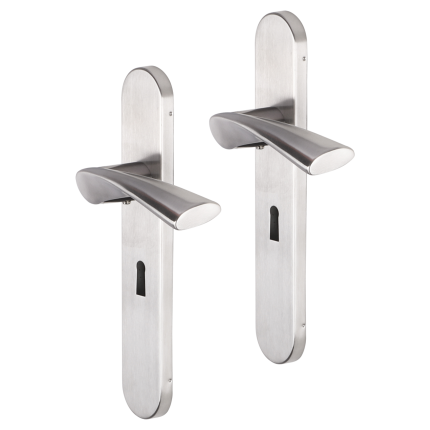 Impresso Wigston deurkruk op schild afgerond 225x41x10mm BB56 RVS geborsteld