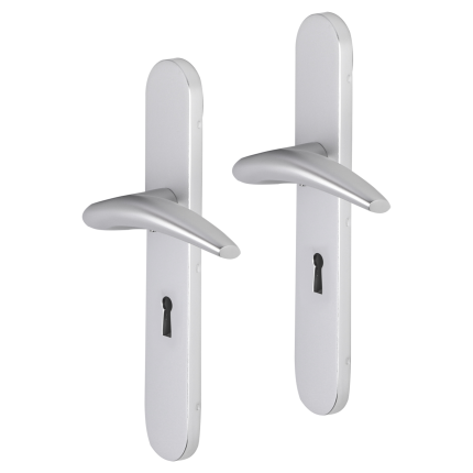 Impresso Windsor deurkruk op schild afgerond 225x41x10mm BB56 Aluminium