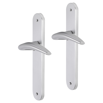 Impresso Windsor deurkruk op schild met schroeven afgerond 225x41x10mm Aluminium