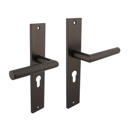 Intersteel deurkruk Bastian op schild rechthoekig 245x45mm PC72 antr.grijs
