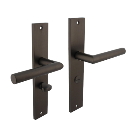 Intersteel deurkruk Bastian op schild rechthoekig 245x45mm WC63/8 antr.grijs