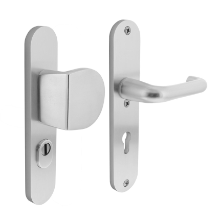 Intersteel veiligheidsbeslag greep/kruk ovaal PC72 SKG*** met kerntrek aluminium