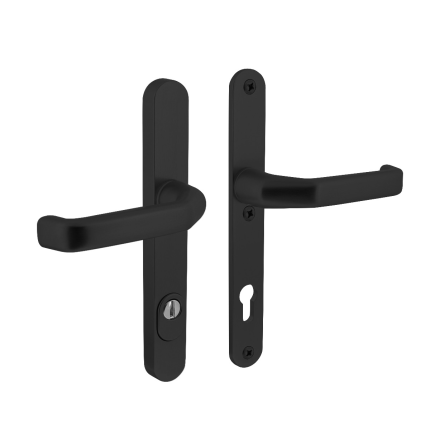 Intersteel veiligheidsbeslag smal kruk/kruk ovaal PC92 SKG*** met kerntrek zwart