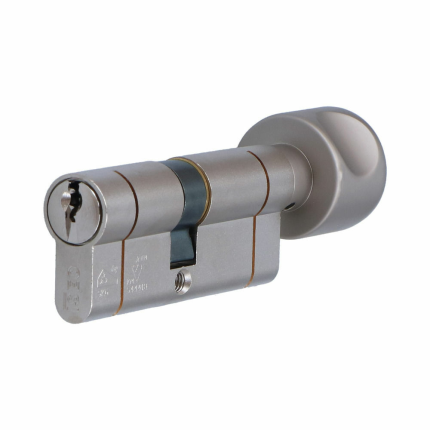 Iseo F6 Extra S veiligheidsprofielcilinder - Messing mat vernikkeld knop cilinder 40/35