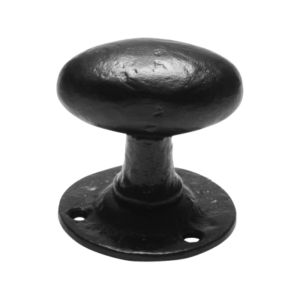 KP1550 knopkruk 63x39mm op rozet ovaal 60mm vast smeedijzer