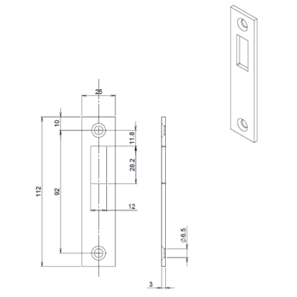 Mauer 449 sluitplaat, DIN LS/RS rechthoekig