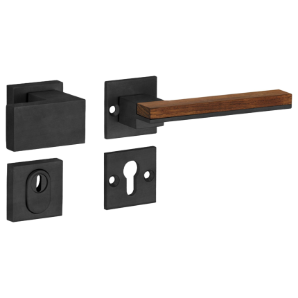 M&T knop- en krukgarnituur PC met kerntrek SKG*** Mimolimit, mat zwart PVD/teak