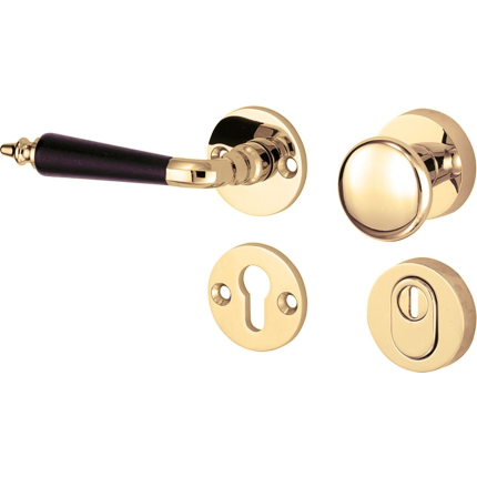 Mi Satori knop/kruk op rozet - SKG Antique ebben messing gelakt/messing PVD links