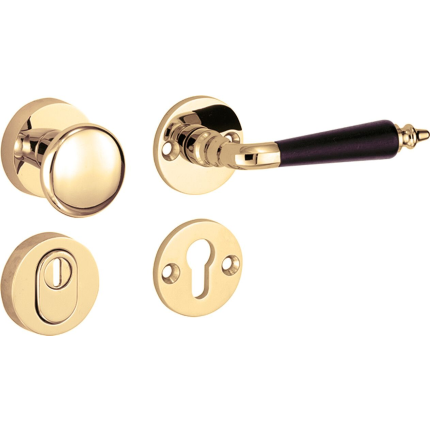 Mi Satori knop/kruk op rozet - SKG Antique ebben messing gelakt/messing PVD rechts