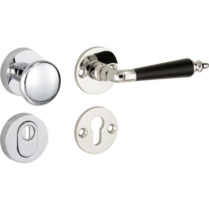 Mi Satori knop/kruk op rozet - SKG Antique ebben glans nikkel / glans chroom rechts