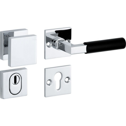 Mi Satori knop/kruk op rozet - SKG Bauhaus ebben glans chroom rechts