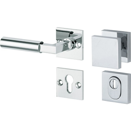 Mi Satori knop/kruk op rozet - SKG Bauhaus glans chroom links