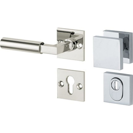 Mi Satori knop/kruk op rozet - SKG Bauhaus glans nikkel / glans chroom links