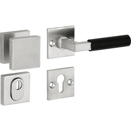 Mi Satori knop/kruk op rozet - SKG Bauhaus mat nikkel / mat nikkel zwart PVD rechts