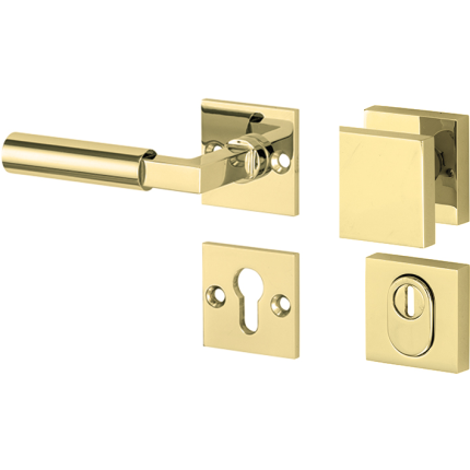 Mi Satori knop/kruk op rozet - SKG Bauhaus messing ongelakt links