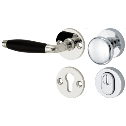 Mi Satori knop/kruk op rozet - SKG Bonton ebben glans nikkel / glans chroom