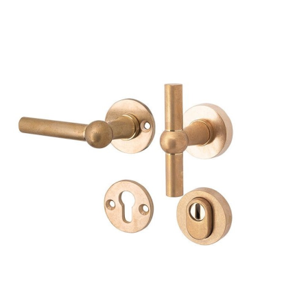 Mi Satori knop/kruk op rozet - SKG Chemin de Fer mat messing antiek links