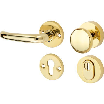 Mi Satori knop/kruk op rozet - SKG Halfsabel messing gelakt/messing PVD