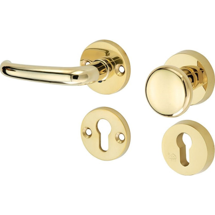 Mi Satori knop/kruk op rozet - SKG Halfsabel messing ongelakt