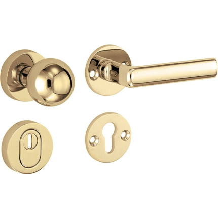Mi Satori knop/kruk op rozet - SKG Padania messing gelakt/messing PVD rechts