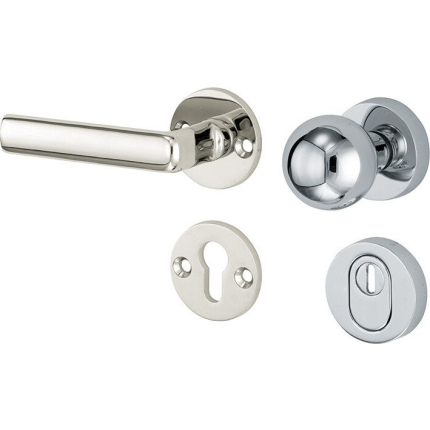 Mi Satori knop/kruk op rozet - SKG Padania glans nikkel / glans chroom
