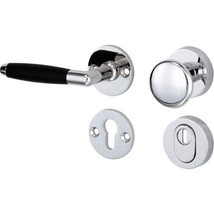 Mi Satori knop/kruk op rozet - SKG Ton ebben glans chroom links