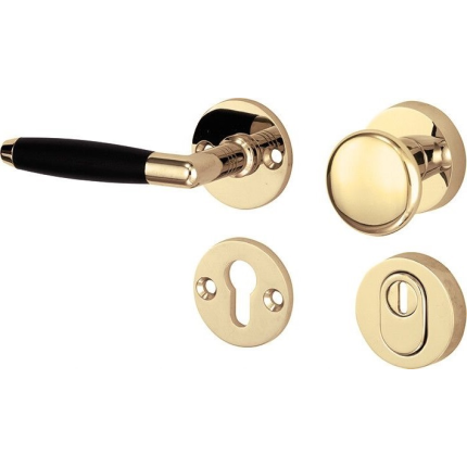 Mi Satori knop/kruk op rozet - SKG Ton ebben messing gelakt/messing PVD links