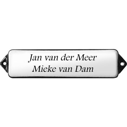 Naamplaat emaille wit, zonder kader, letters Footlight, 80x30mm
