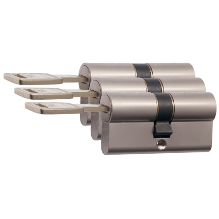 Nemef 142/9 profielcilinder NF4 serie dubbele cilinder 30/30 gelijksluitend per 3