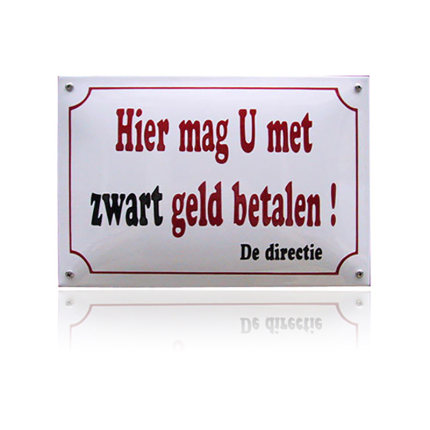 NH-37 emaille naambord 'Zwart geld'