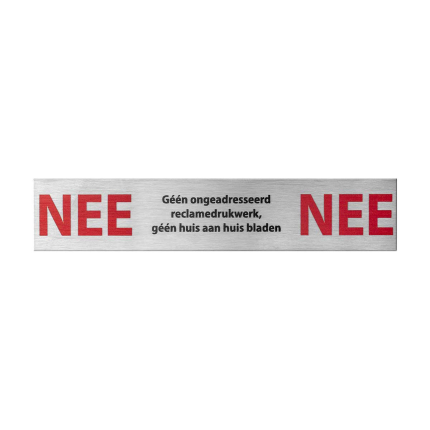 RVS brievenbusbordje 'Nee/Nee' rechthoekig