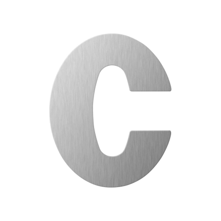 RVS huisnummer letter 'C' plat, 110 mm