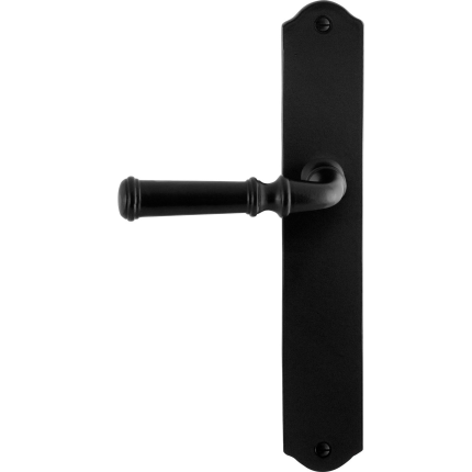 Smeedijzer Zwarte Deurkruk Meri op Schild Blind 238x41x4mm, links-/rechtswijzend GPF6220.60