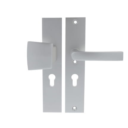 Starx deurkruk en voordeurknop op langschild SKG*** 245x50mm PC55 Aluminium F1