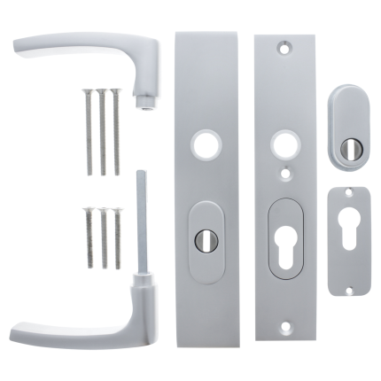 Starx deurkruk op kortschild SKG*** met kerntrekbeveiliging 195x50mm PC55/72 Aluminium F1