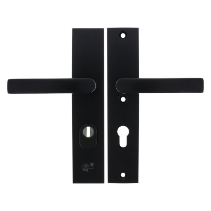 Starx deurkruk op langschild SKG*** met kerntrekbeveiliging 245x50mm PC72 zwart